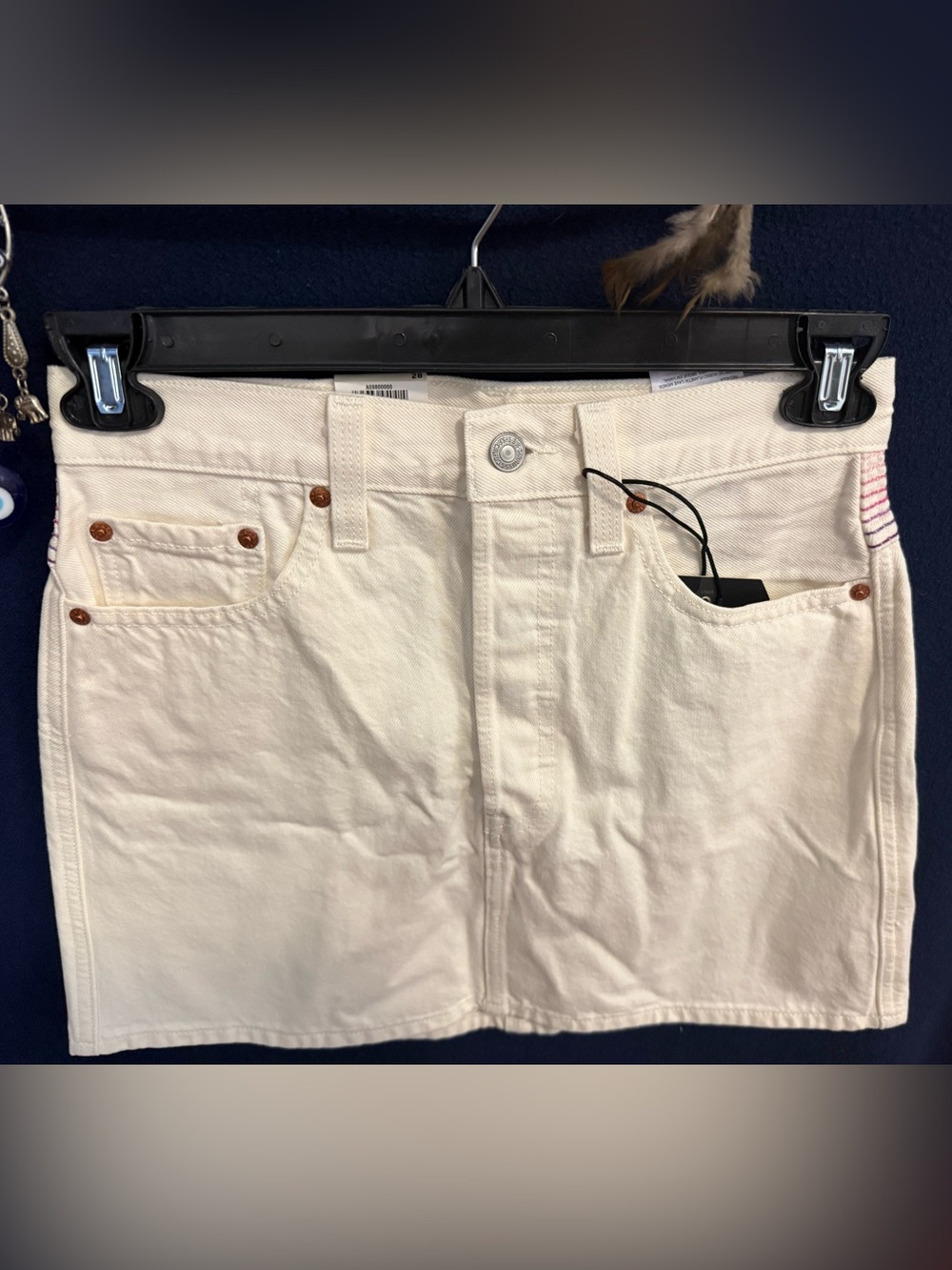 Levi's Premium Ribcage Skirt 28 - Super High Rise White Denim Mini Western R